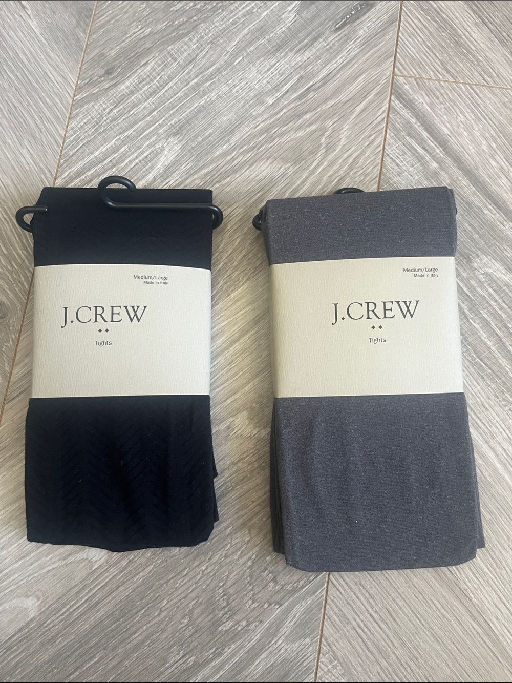 Set of 2 J. Crew Women’s Tights in herringbone Black and heathered Gray